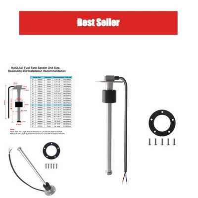 Capteur de niveau de carburant KAOLALI 0-190 ohms 375 mm inox - Photo 1/4