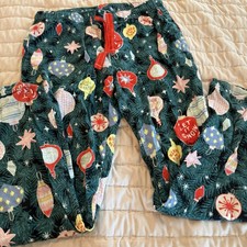 Old Navy Flannel Pajama Pants Womens M Christmas Green Mid-Rise Cotton Pjs EUC