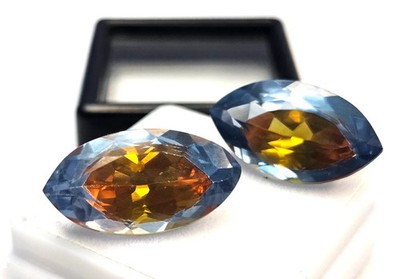Pitambari Sapphire Natural Marquise Cut 18-19 Ct Certified Pair Gemstone