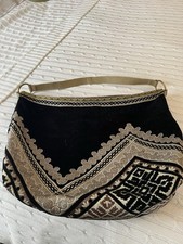 Moroccan Fabric Shoulder Bag With Leather Strap
