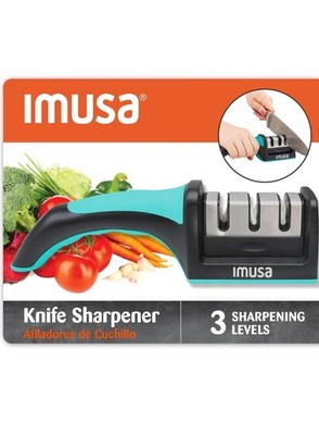 IMUSA Knife Sharpener/3 level knife System-Coarse/medium/fine/Non-Slip