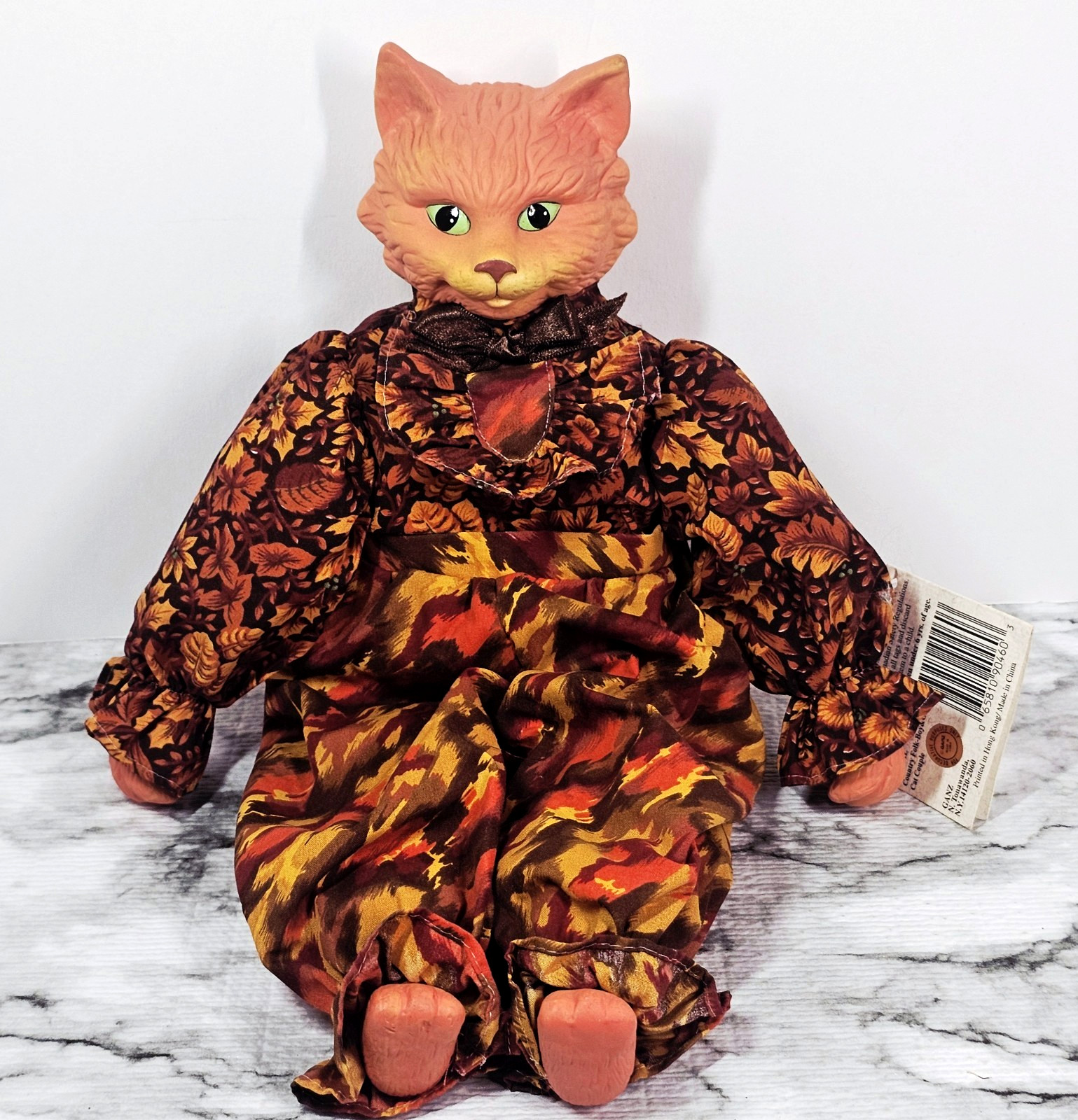 Ganz Porcelain Cat Doll Orange Male Tabby Country Folk 1994 Boy 13"