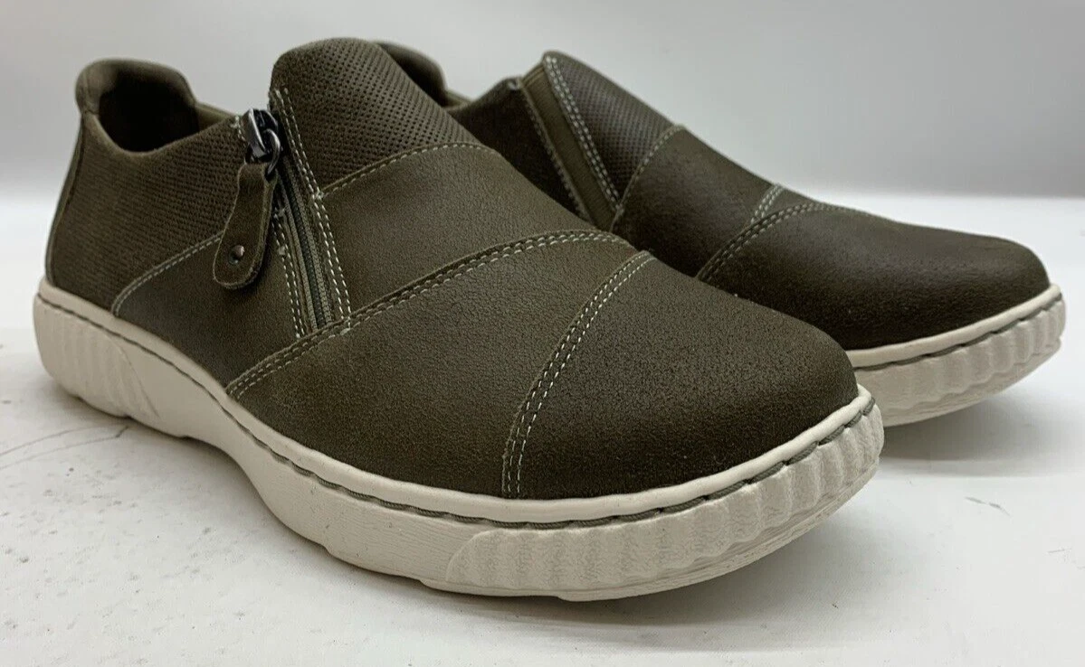 Scarpe Clarks donna Caroline Grace scamosciate oliva taglia 8 5 M punta tonda comode basse