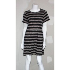 ANN TAYLOR LOFT Women's Black Striped Dress Size M