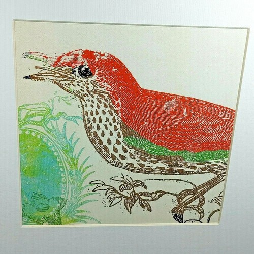 Folk Art Ink Drawing Bird Art Print with White Matte 11 x 14" Unsigned