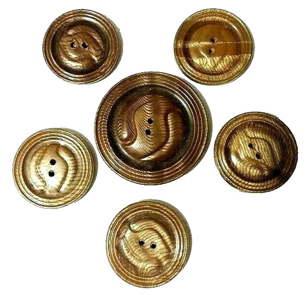 Big Antique Celluloid Coat BUTTONS Sewing Button Lot 6 Art Deco Wave Design SET