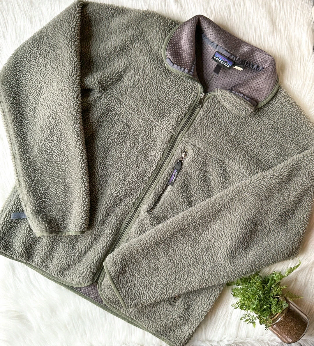 Patagonia 23023 90s 00s Vintage Army Green Retro-X Deep Pile Fleece Jacket M