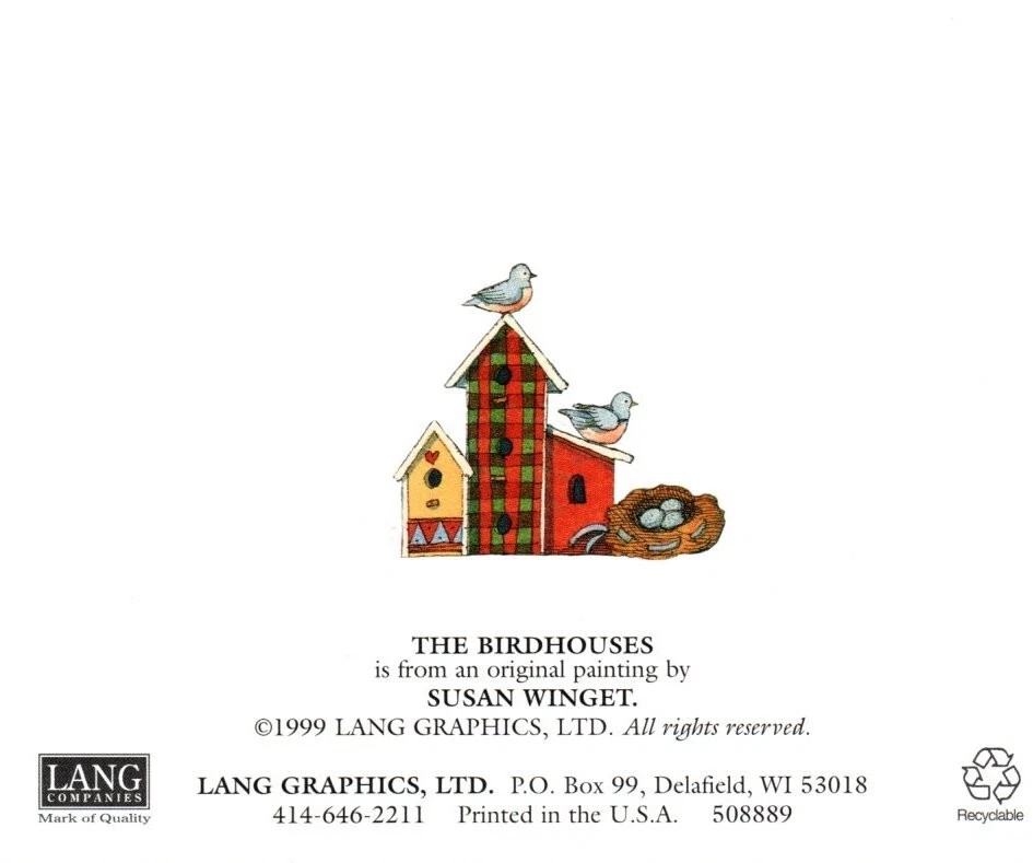 The Birdhouses Birdhouse Bless Susan Winget Blank Note Cards By Lang Set of 3 - Image 3 of 3