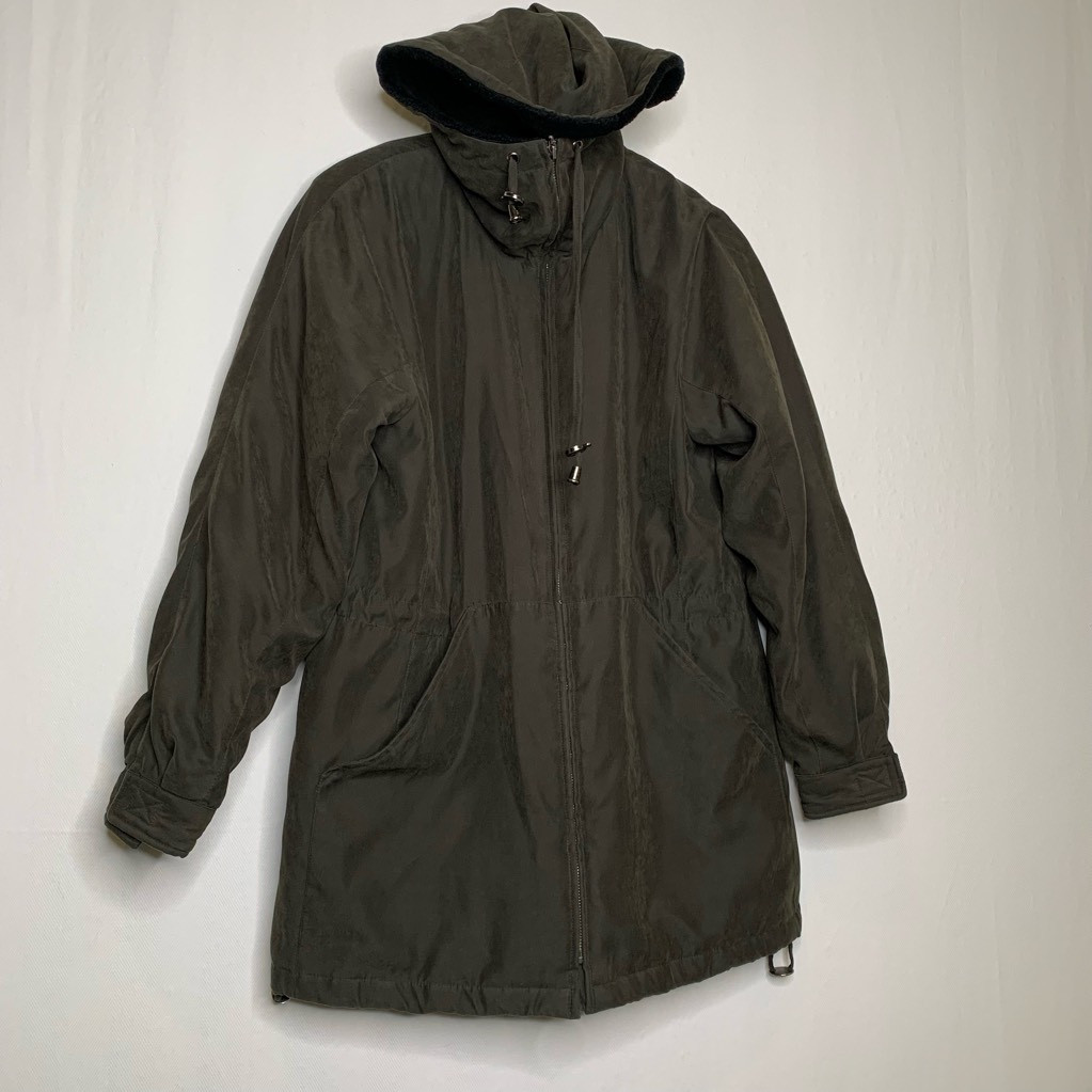 Talbots Womens Rain Jacket Green Full Zipper Hooded D… Gem