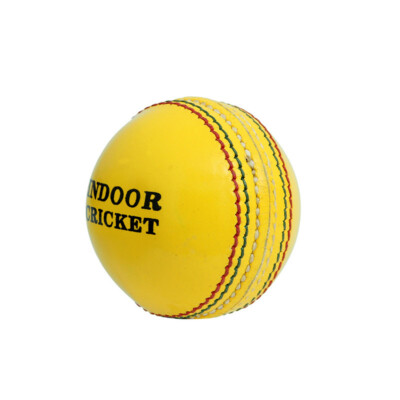 Cricket World Yellow Leather Practice Ball - Hand-Stitched, Indoor Grade A-789019