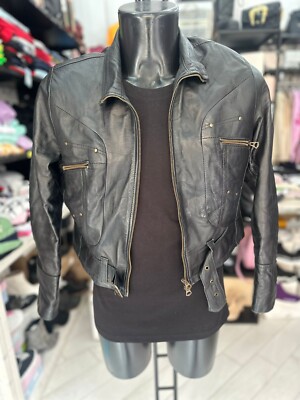 Wake Jacke aus Echtem Leder Gebraucht Man Gr. 48 Schwarz LLV158