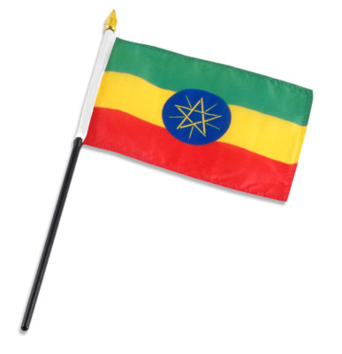 Ethiopia Star Crest 4''x6'' Flag Desk Table Stick