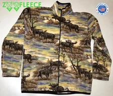 ZooFleece Moose Antlers Brown Animal Print Jacket Sweater Gift Unisex Small S
