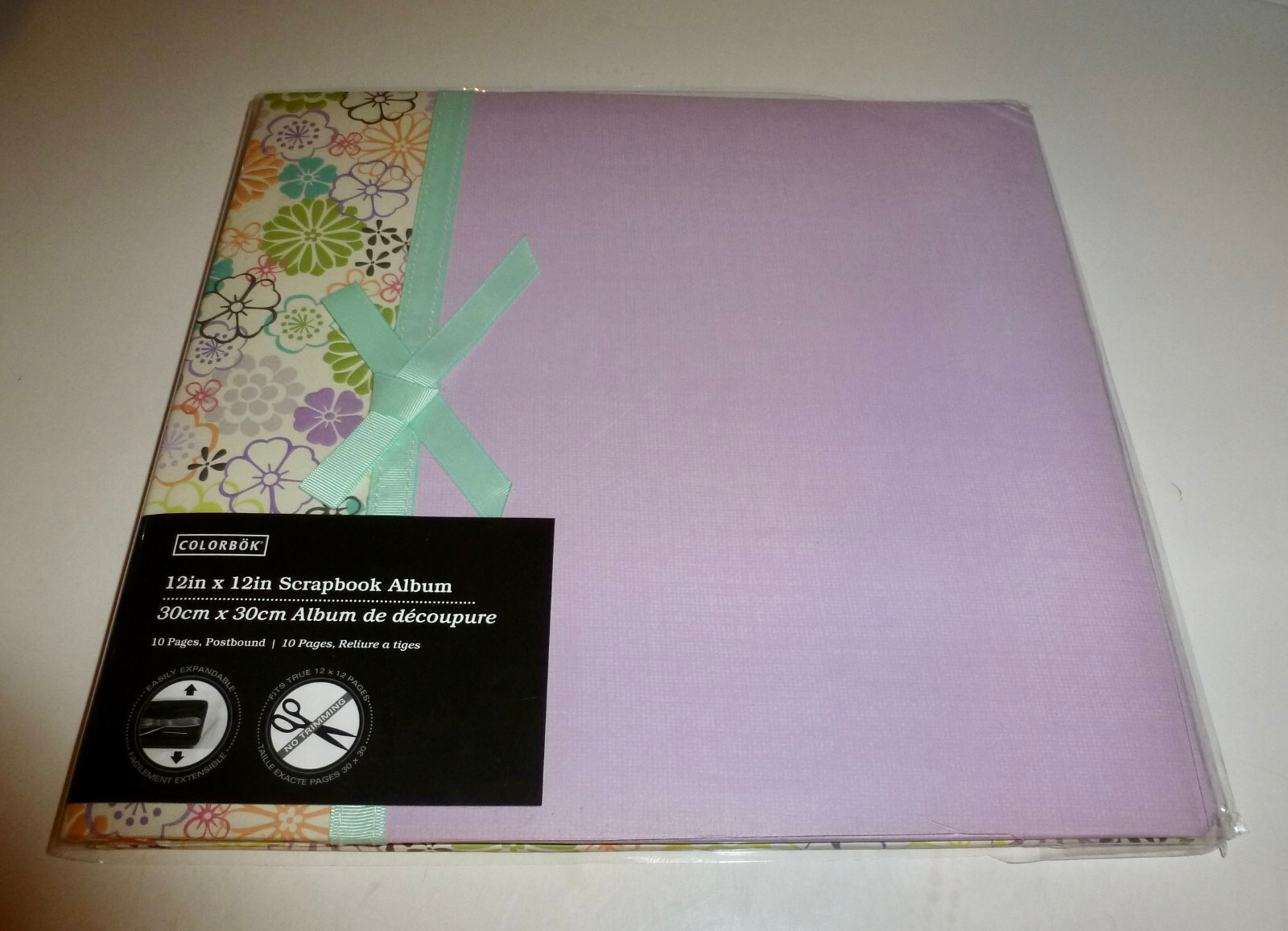 Colorbok Lavender & Floral 12"x12" Postbound Scrapbook Album Incl 10