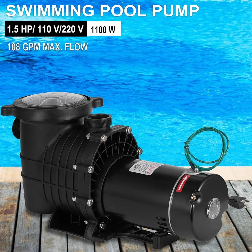 Hayward 1.5HP Swimming Pool Pump In/Above Ground w/ Motor Strainer Filter Basket - Image 4 of 4