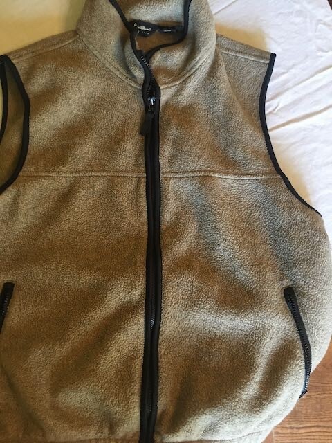 Vintage Eddie Bauer Mens Fleece Vest Large Beige