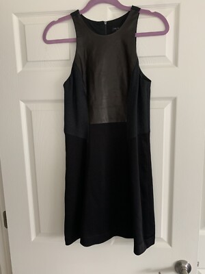 knee length dresses for ladies Rag & Bone Mini Dress Montrose Black Leather-Paneled Crepe Size 0 Slee –  Celebrity Owned main image 0
