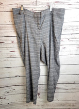 Lane Bryant Gray Plaid Straight Leg Office Work Career Pants Women's Size 26R