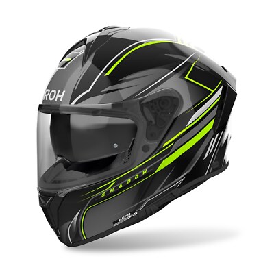 Airoh Spark 2 Shadow Motorradhelm (Schwarz/Grau/Fluogelb) Gr: L (59)