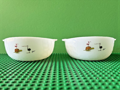 ANCHOR HOCKING FIREKING BC BOWLS MILK GLASS MADE IN USA CAVEMAN GROG JOHNY HART