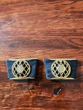 Vintage Shoe Clips Black Goldtone Rectangular Costume Jewelry