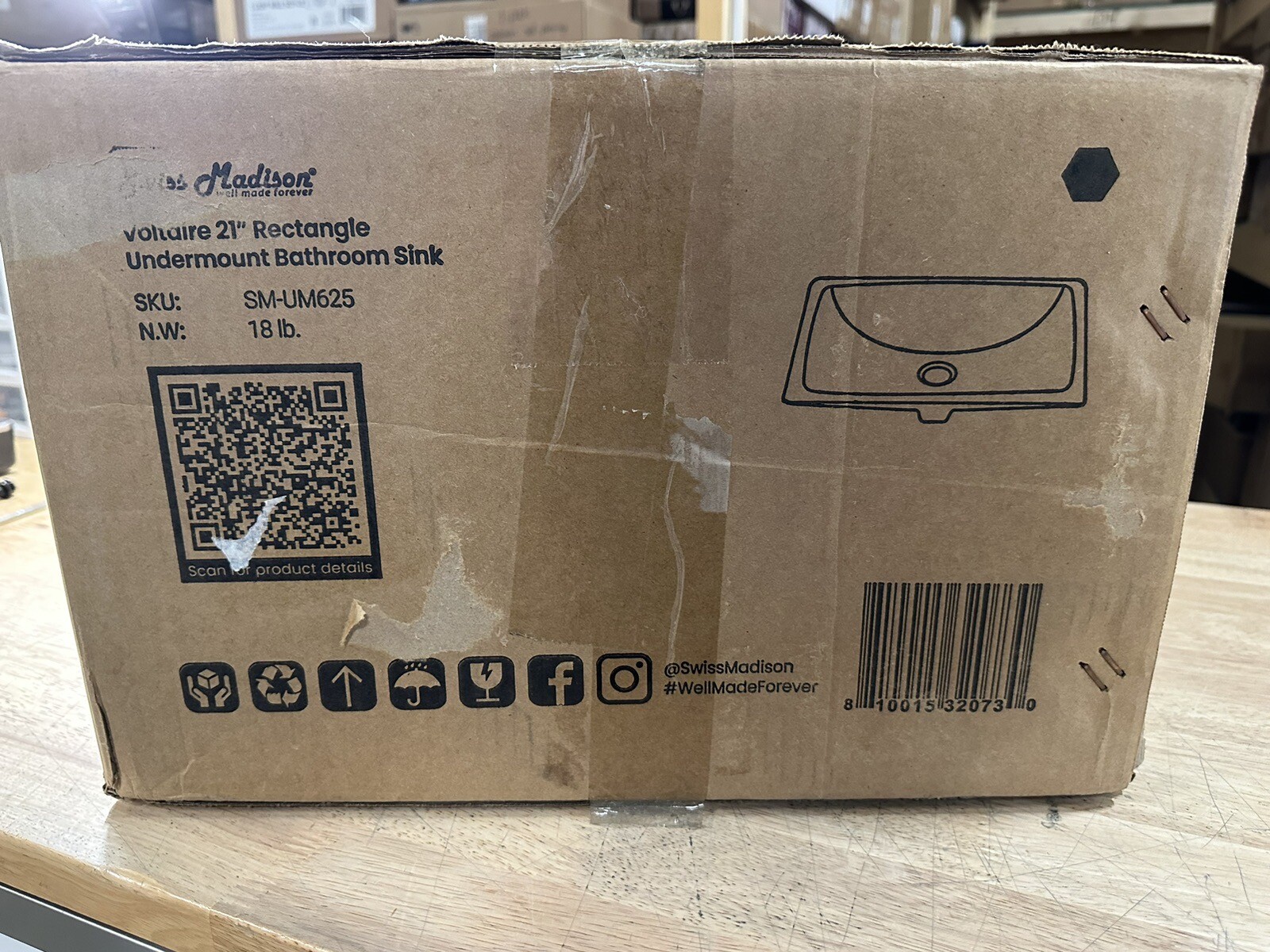 Swiss Madison Voltaire 21 in. Rectangular Undermount Bathroom Sink