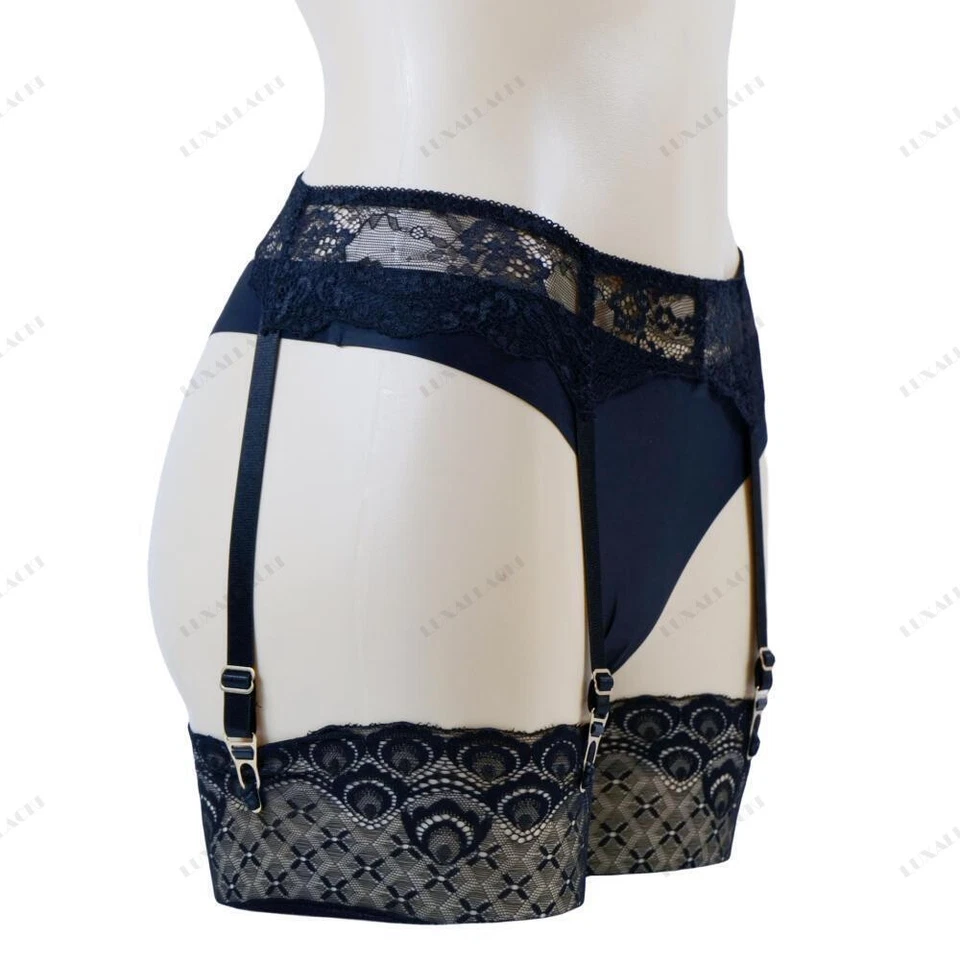 Luxallacki Floral Lace Garter Belt 4 Straps Suspender with Metal Clips Lingerie - Image 4 of 4