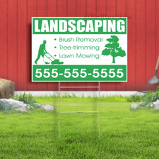 Landscaping Contractor Indoor Outdoor Yard Sign with metal stakes