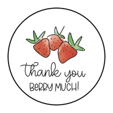 30 THANK YOU BERRY MUCH STICKERS ENVELOPE SEALS LABELS 1.5" ROUND SMALL BUSINESS