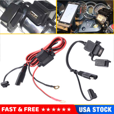 Motorcycle SAE to USB Charger Cable Adapter Waterproof fit Cellphone Tablet US