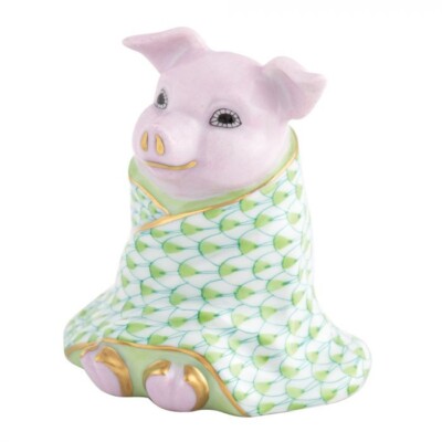 HEREND, PIG IN A BLANKET,  KEY LIME FISHNET #VHV1-16270, BRAND NEW,  MINT & BOX!