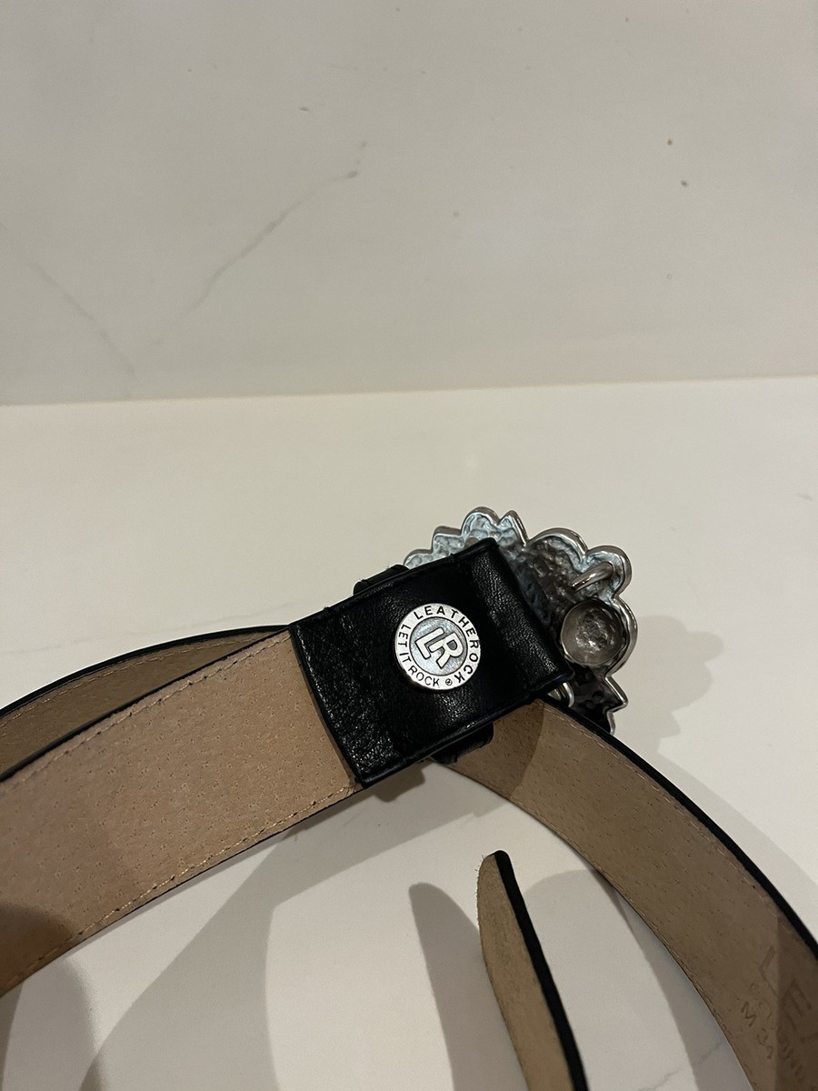 Leatherock Black Leather Belt With Silver Stone And  display picture 1