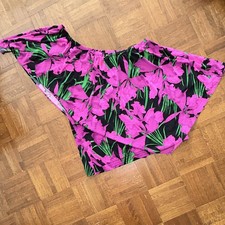 MICHAEL Michael Kors One Shoulder Floral Ruffle Mini Dress Black Pink Green L