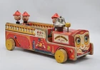Vintage Fisher Price #200 Wooden Winky Blinky Fire Truck 1950's Pull Toy