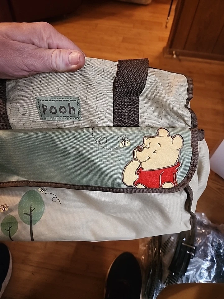 RARO Vintage -DISNEY BABY- Winnie The Pooh Grande Bolsa de Fraldas VERDE 15" DE COMPRIMENTO - Imagem 2 de 4