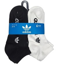 ADIDAS SOCKS BOYS - LOW CUT 243 - BLACK WHITE - YOUTH LARGE 3Y-9 - PACK 6
