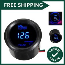 2" Black Car Motor Digital Blue LED Volt Gauge Meter, 12V Professional