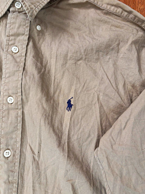 Tan Ralph Lauren Men's XL Beige Classic Fit Cotton Button-Down Shirt LS