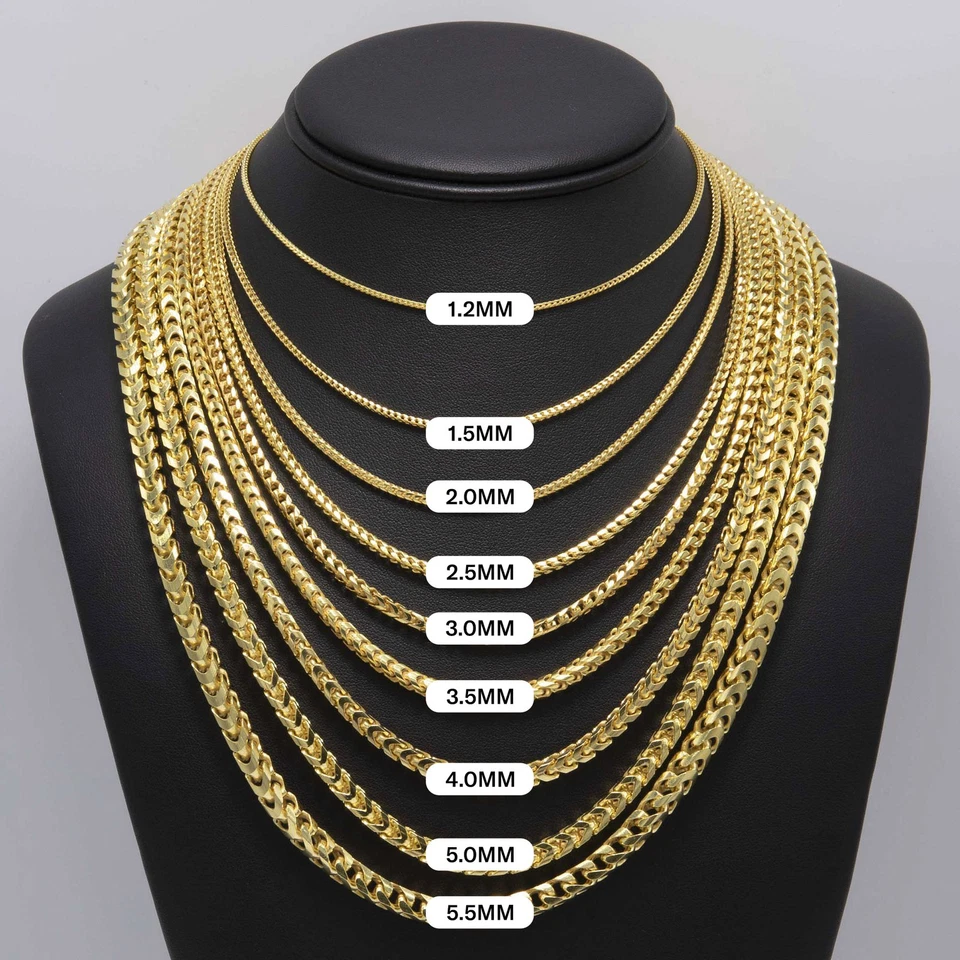 Franco Chain Solid 14K Yellow Gold-Plated Silver 925 Italy All Sizes - Image 4 of 4