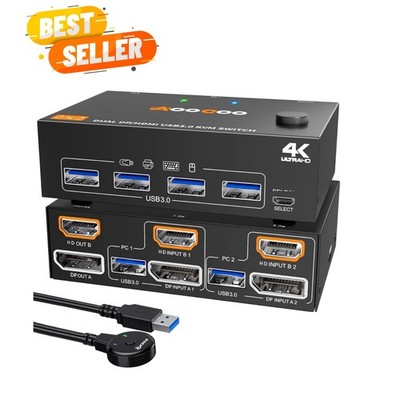 Seamless Switching with 4K Dual Monitor KVM - HDMI & DisplayPort Ready
