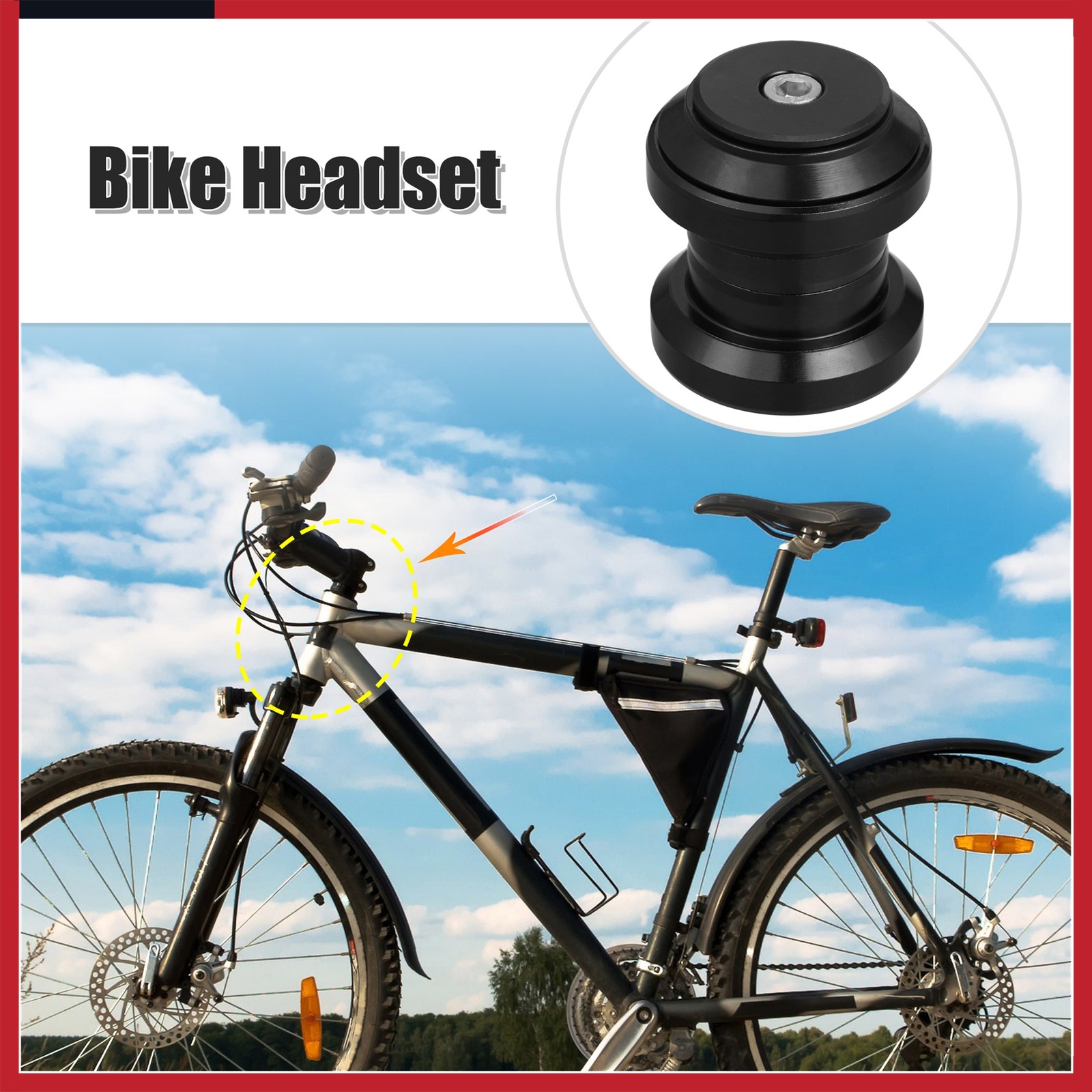 34mm 1-1/8" Threadless MTB Bike Bicycles Sealed External Bearing Headset Black