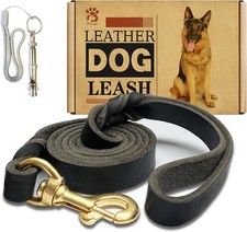 Leather Dog Leash 6Ft X 3/4 Inch,Strong Heavy Duty Genuine Leather Braided Dog T