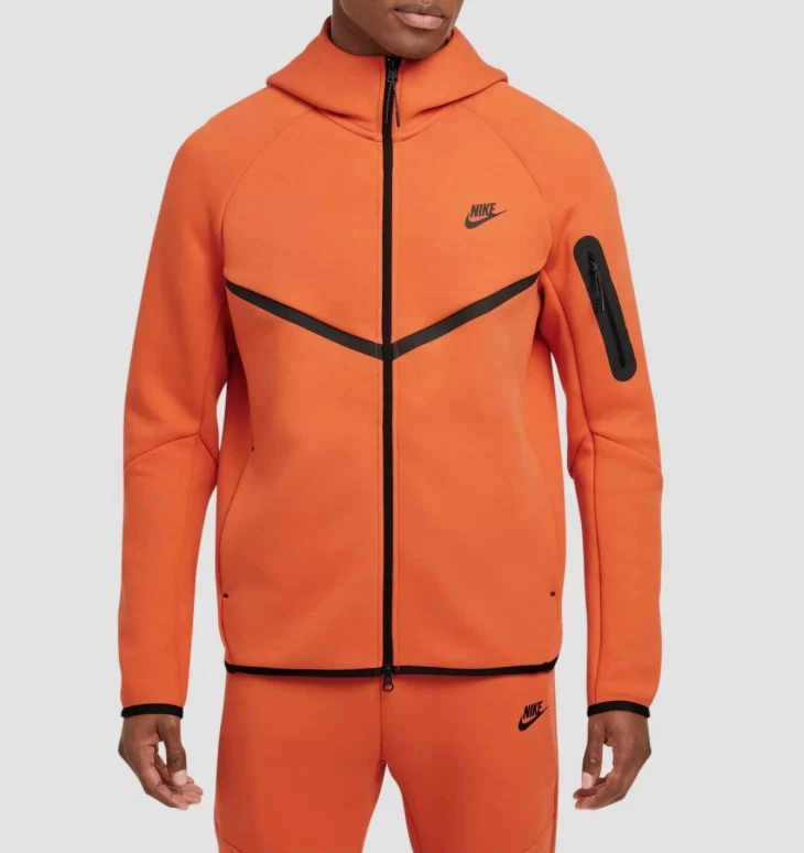 Nike Tech Fleece Windrunner Hoodie Coral Orange Black HV0949-846 Mens 🍊NEW