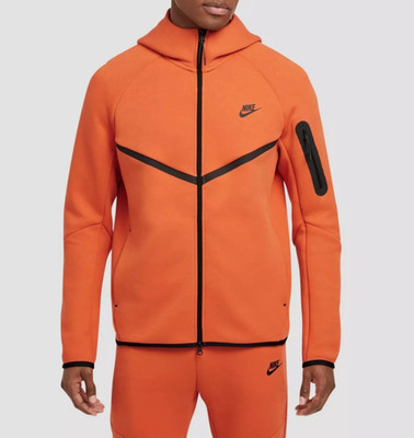 Nike Tech Fleece Windrunner Hoodie Coral Orange Black  HV0949-846 Mens  NEW
