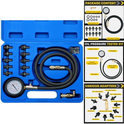 #ad Precision Engine Oil Pressure Tester Kit 0 140 PSI with Adapters Included $37.95