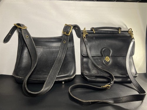 2 Vintage Coach Black Leather Bag - Image 1