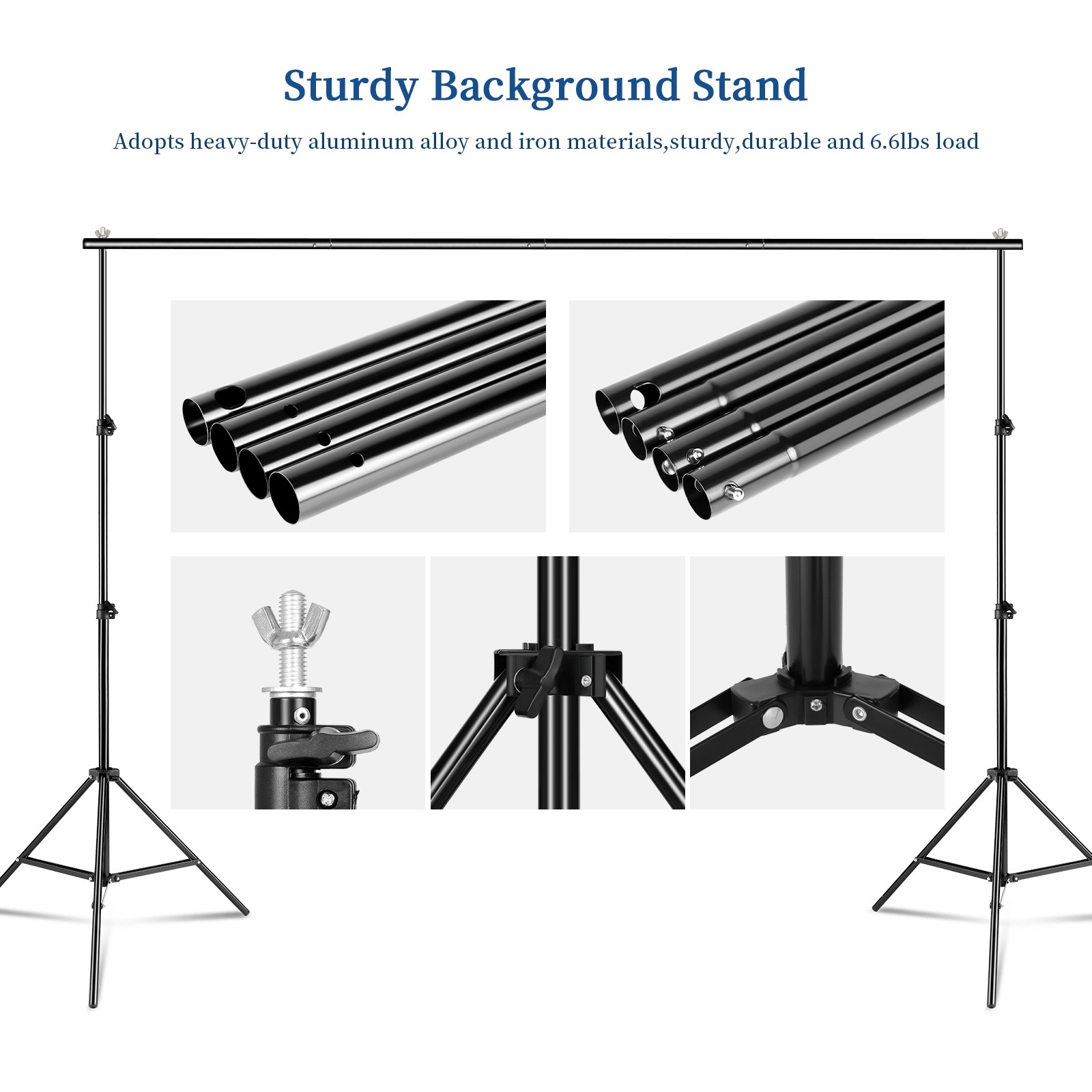 Kshioe 10ft Adjustable Background Support Stand Photography Video Backdrop Kit