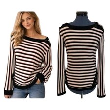 Veronica Beard Size 6 Cotton Long Sleeve Striped Knit Sweater Top USA Made