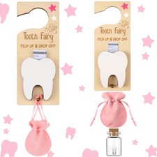 DoubleFill Tooth Fairy Holder Bag Hanger with Money Slot Keepsake Bottle Vel...