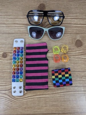 Vintage Hot Topic y2k emo scene kid jewelry lot rainbow stud bracelet accessorie
